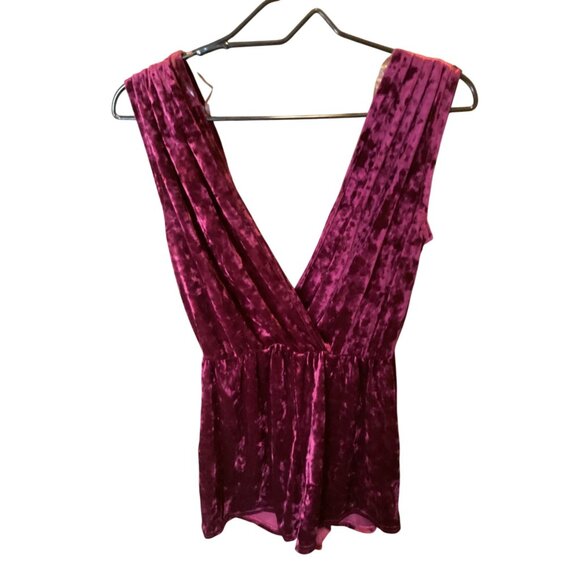 Velvet Burgundy Womens Romper With Cross Front & Cap Sleeves*XL*Sissy*NWOT - Picture 4 of 8